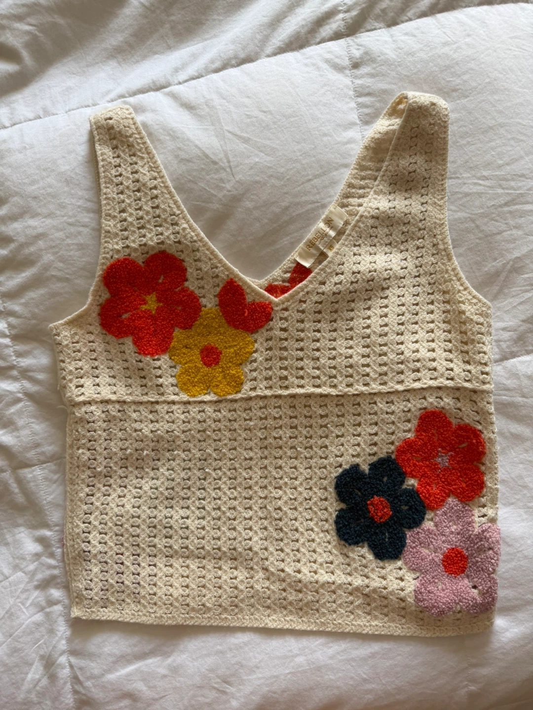 Rebellion espana crochet tank top XS