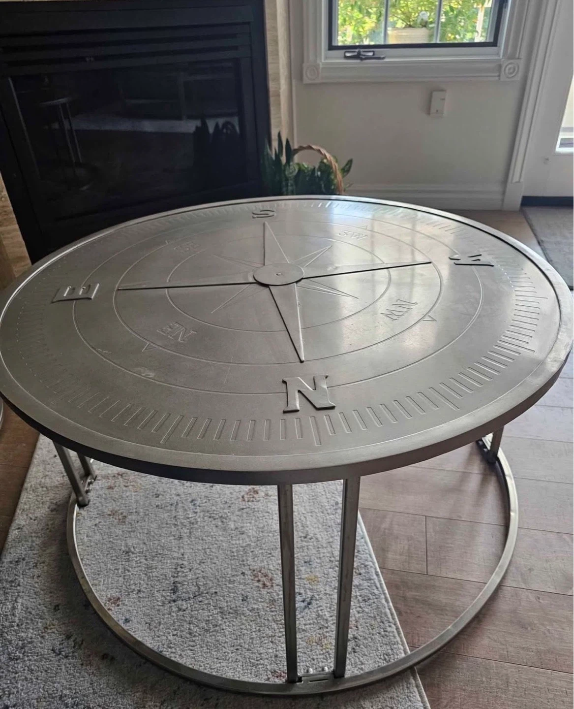 Coastal Stylin'! Solid Steel Compass Rose Coffee Table 18x35. - photo 3