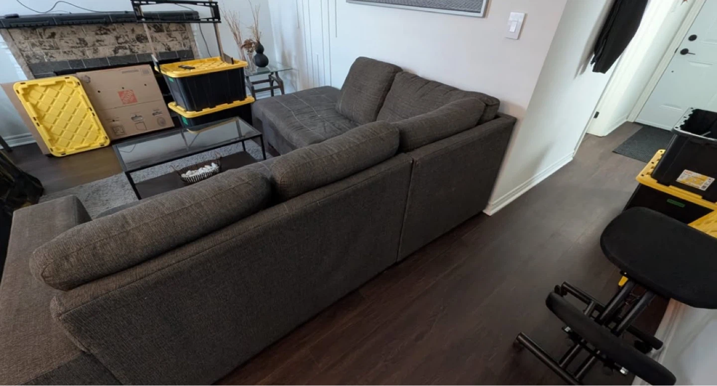 Grey Sectional Sofa with Ottoman - photo 2