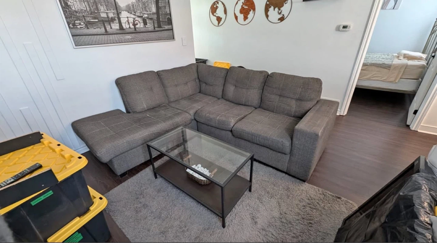 Grey Sectional Sofa with Ottoman