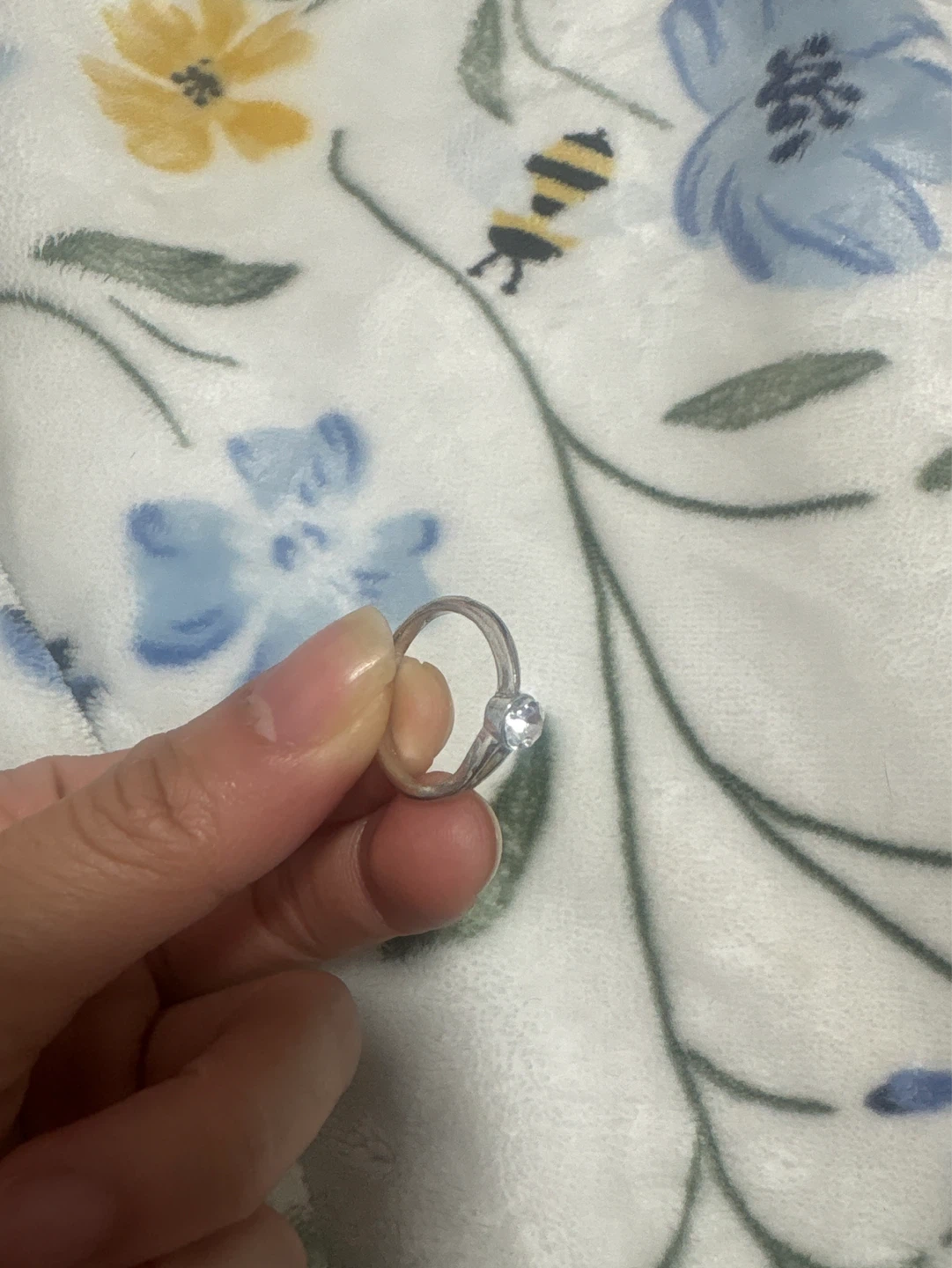 Silver-tone Ring with Single Stone