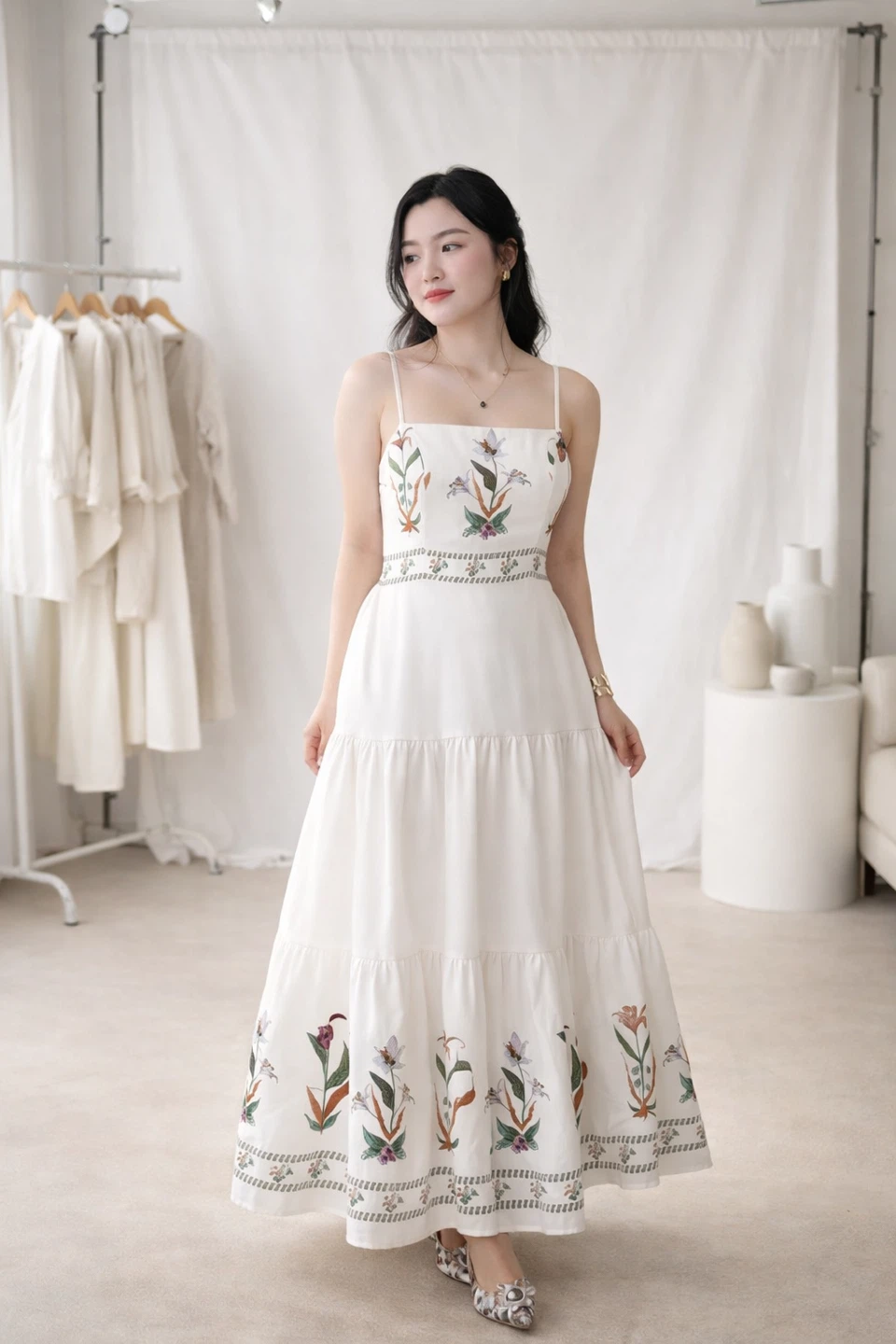 Pink Floral Tiered Maxi Dress - photo 2
