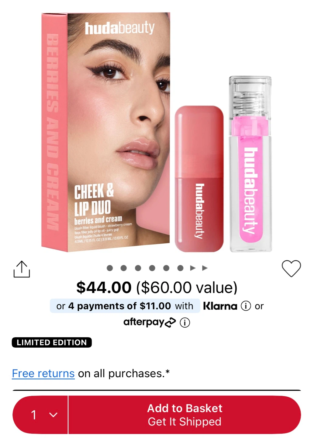 🆕 Huda Beauty Cheek & Lip Duo Set Berries and Cream - photo 4