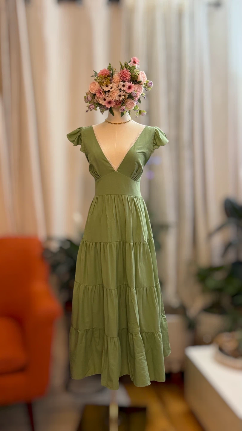 Women's Ruffled Sleeve Maxi Dress
