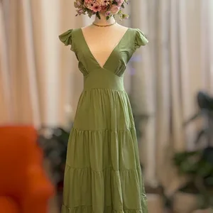 Women's Ruffled Sleeve Maxi Dress