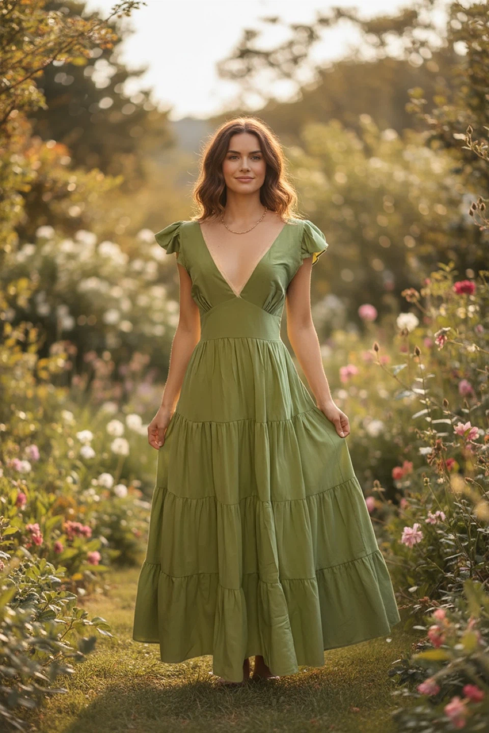 Women's Ruffled Sleeve Maxi Dress - photo 2