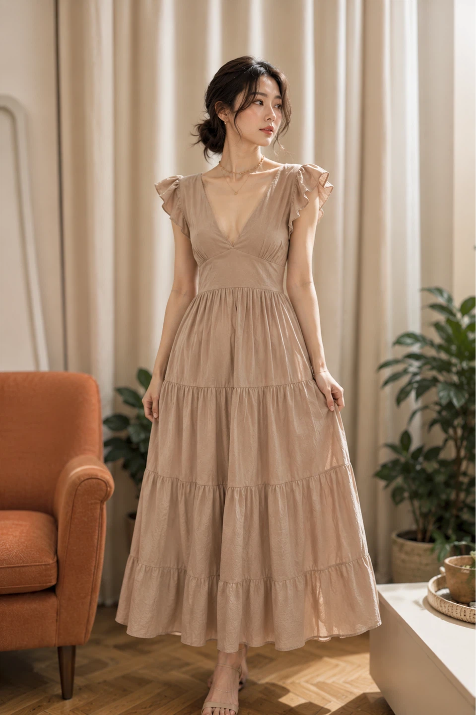 Women's Ruffled Sleeve Maxi Dress - photo 4