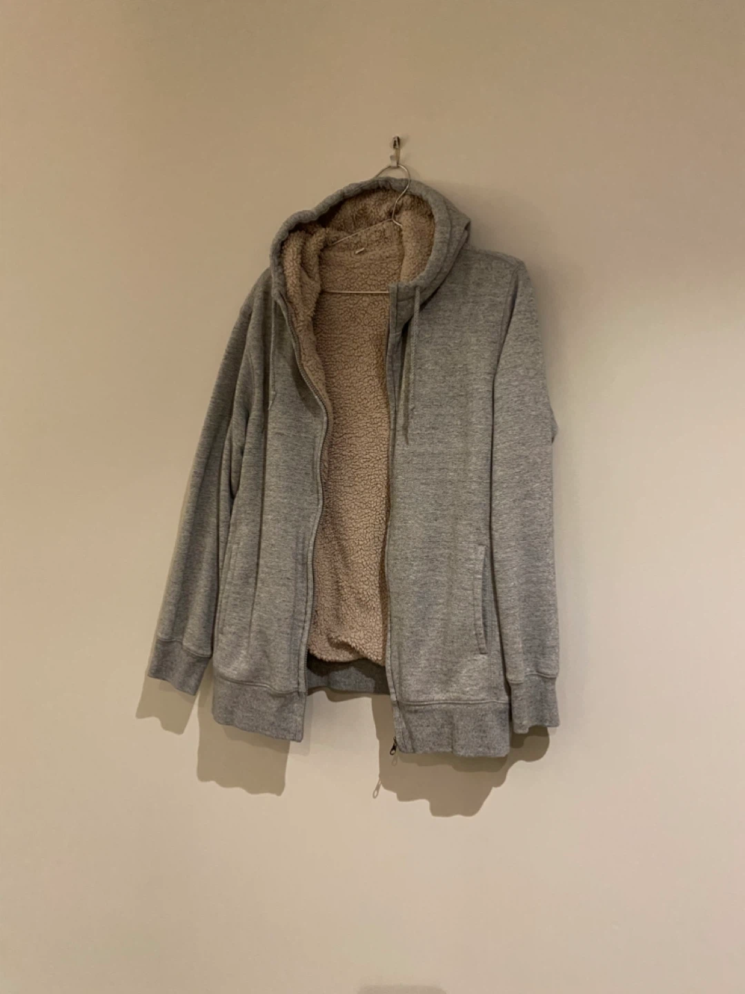 Grey Sherpa Lined Hoodie