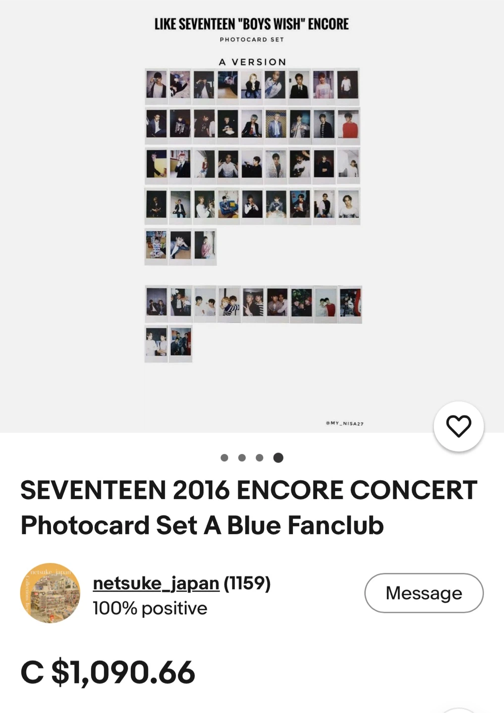 2016 SEVENTEEN Encore Concert Photocard set A+D RARE - photo 2