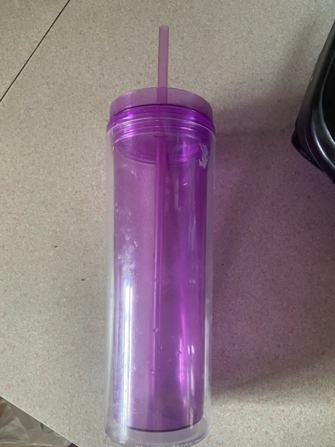 Purple Tumbler with Straw