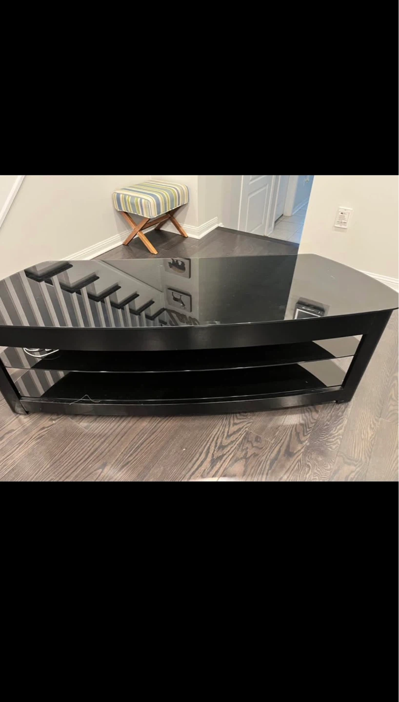 Black Corner TV Stand with Glass Top