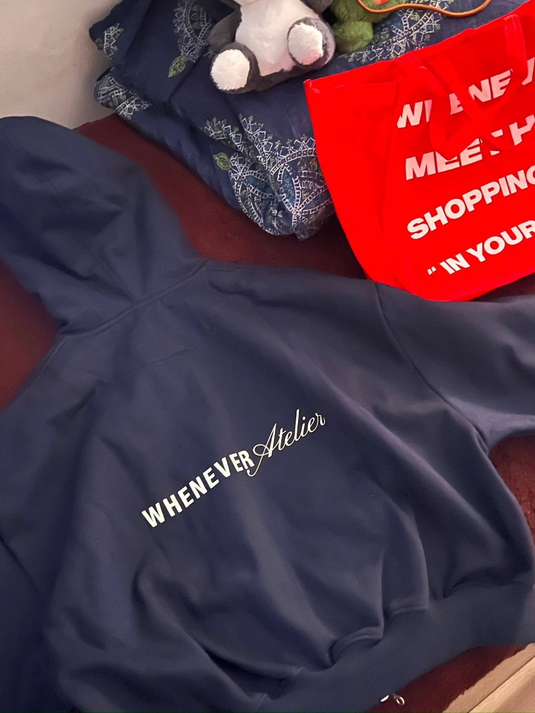Whenever Atelier Zip-Up Hoodie with Bear and Heart Graphic - photo 2