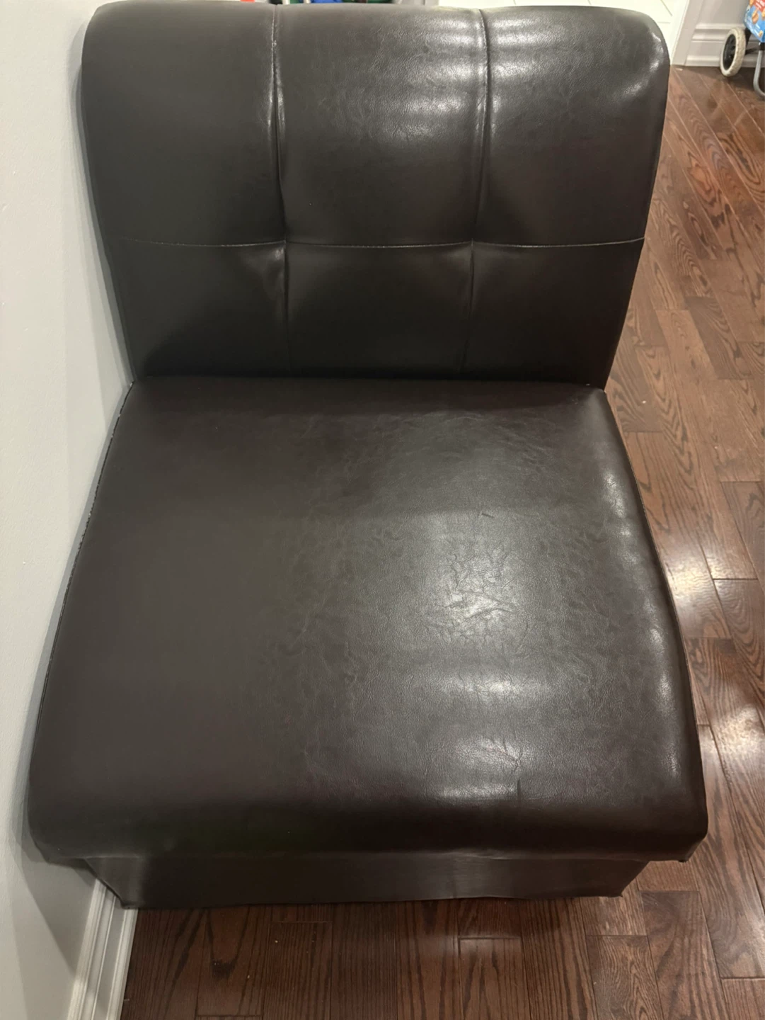 Brown Faux Leather Storage Ottoman Bench - photo 3