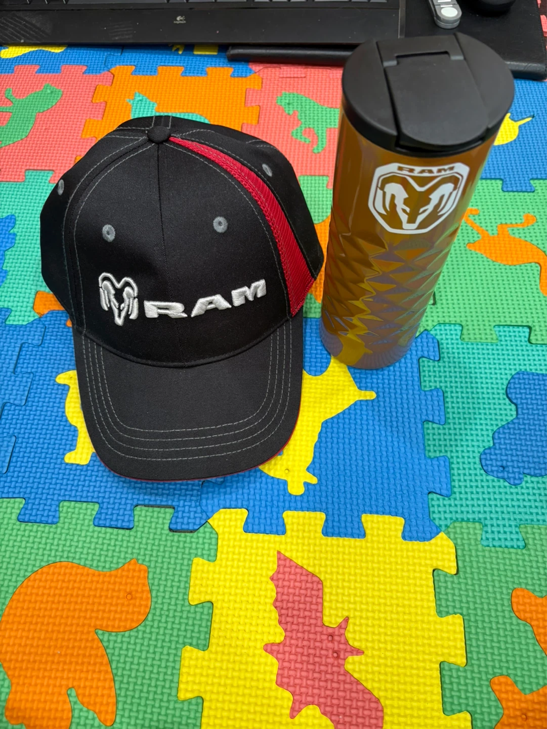 RAM Hat and water bottle