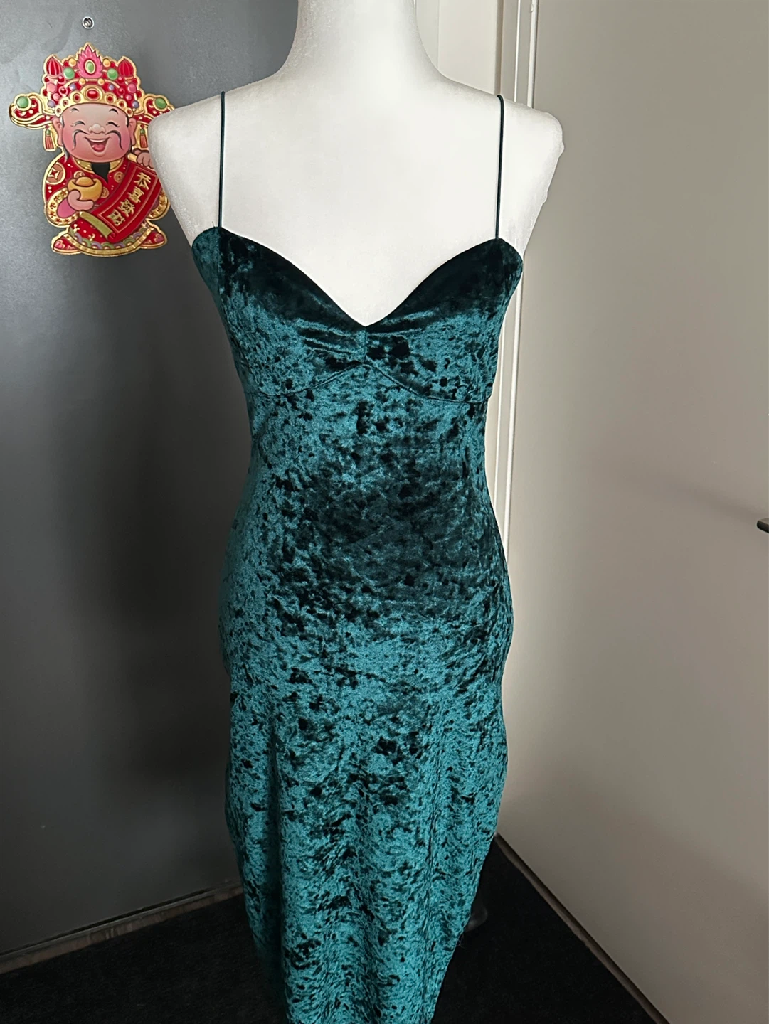 Forever 21 Green Velvet Crushed Slip Dress Size S/P/C
