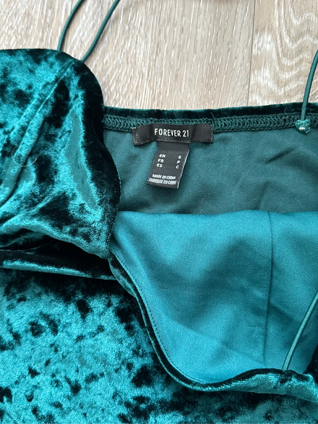 Forever 21 Green Velvet Crushed Slip Dress Size S/P/C - photo 4