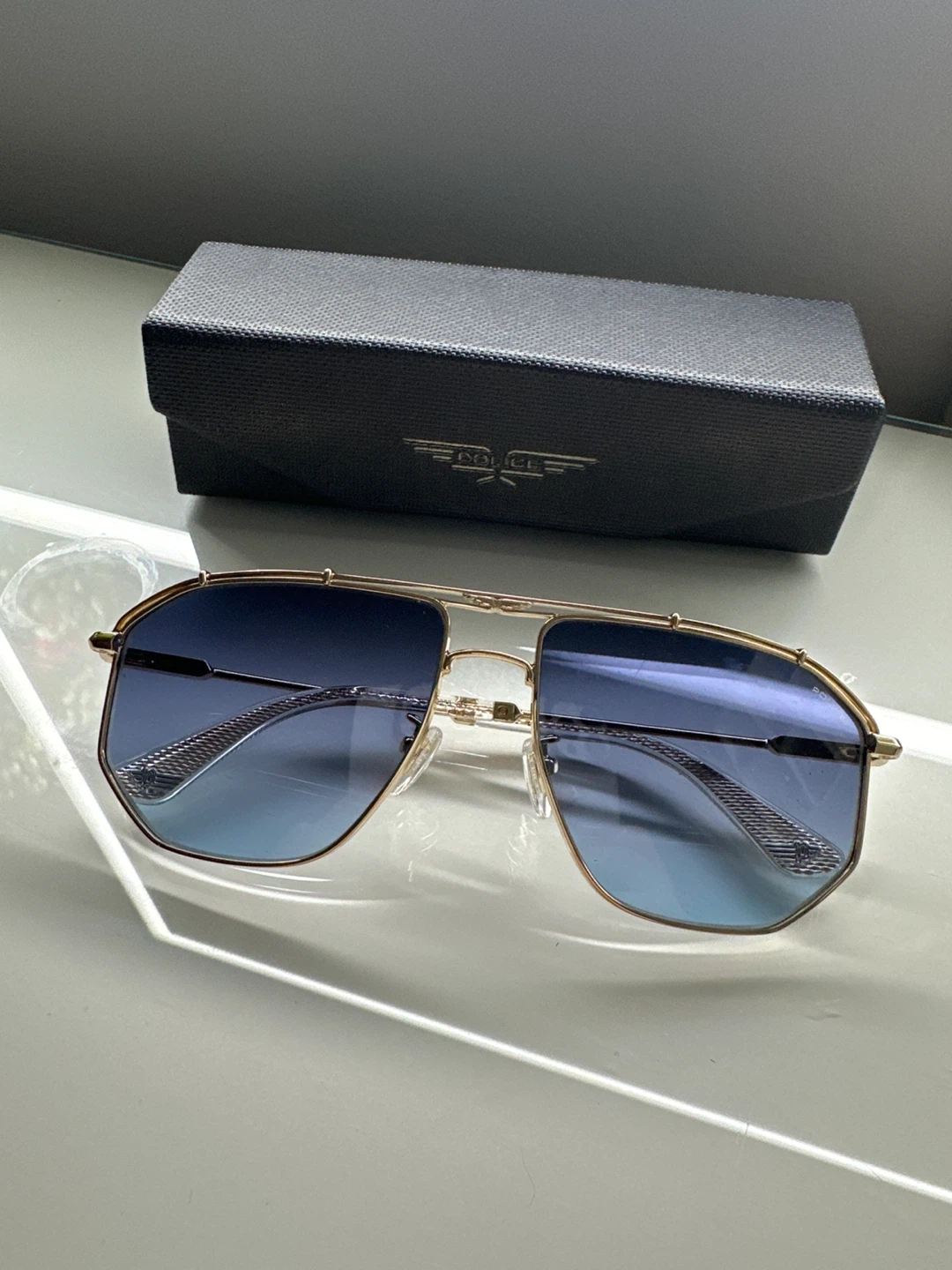 Police HORIZON 5 Sunglasses Gold Blue Gradient