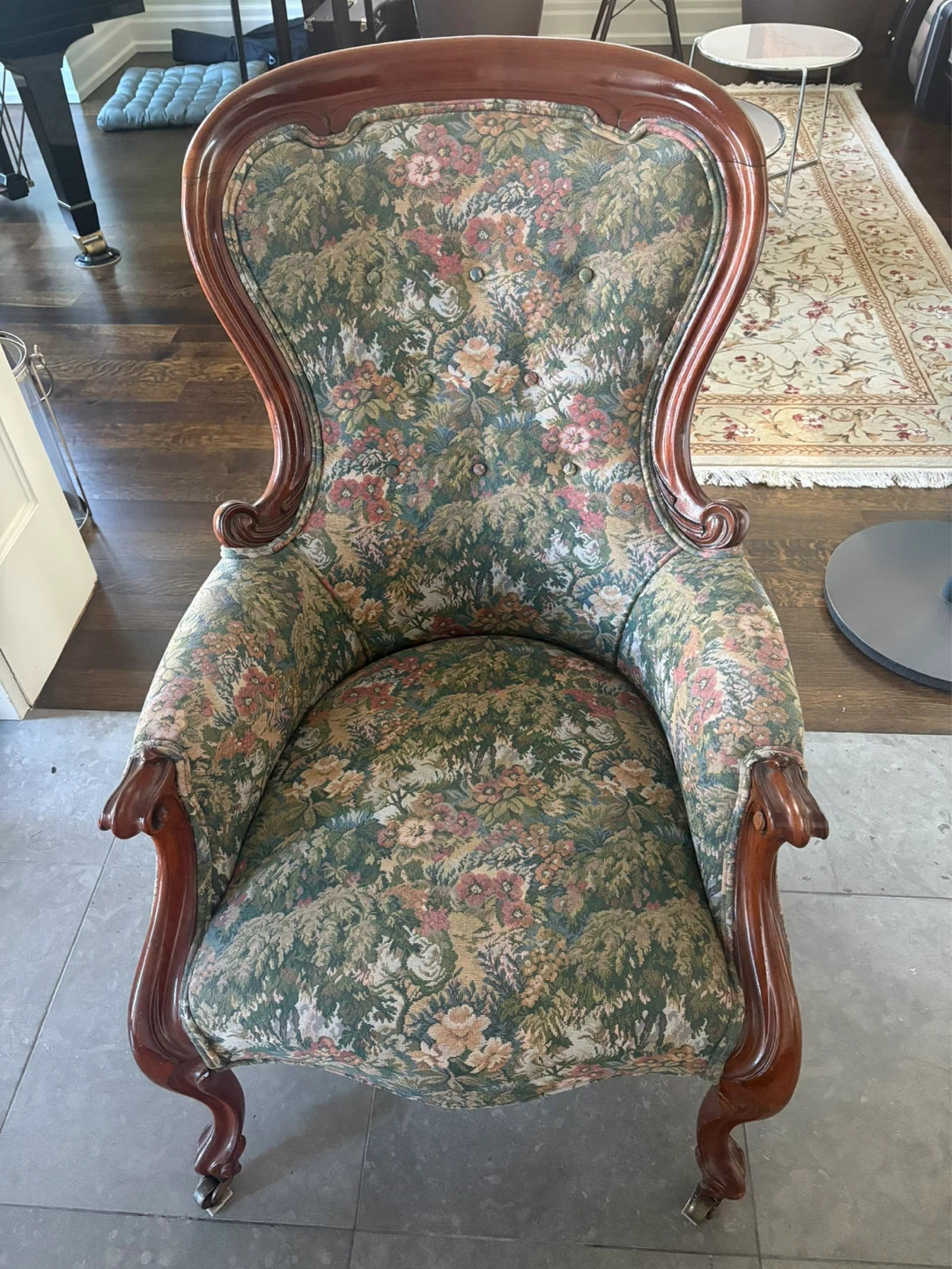 Vintage Armchair Floral Upholstery
