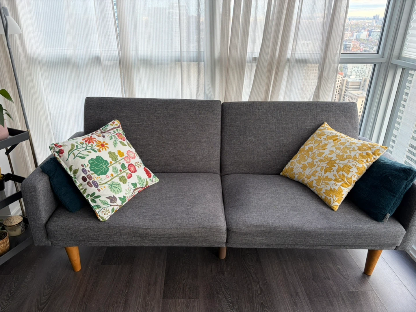 Grey Sofa with Wooden Legs
