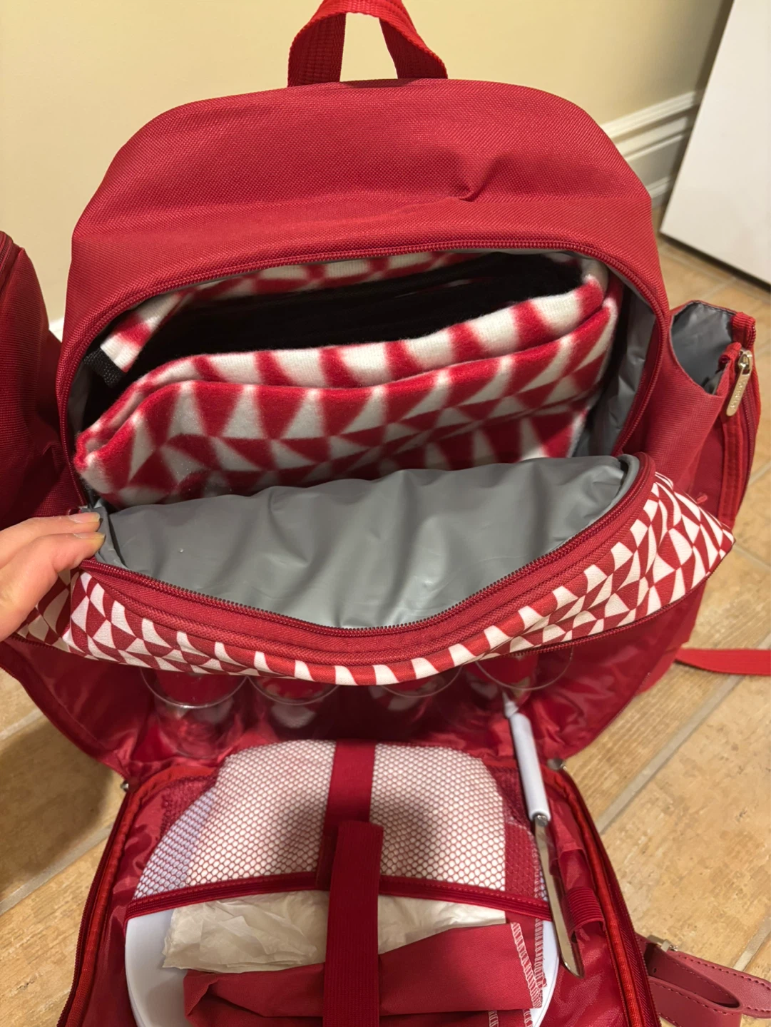 VonShef Red Picnic Backpack with blanket ! - photo 3