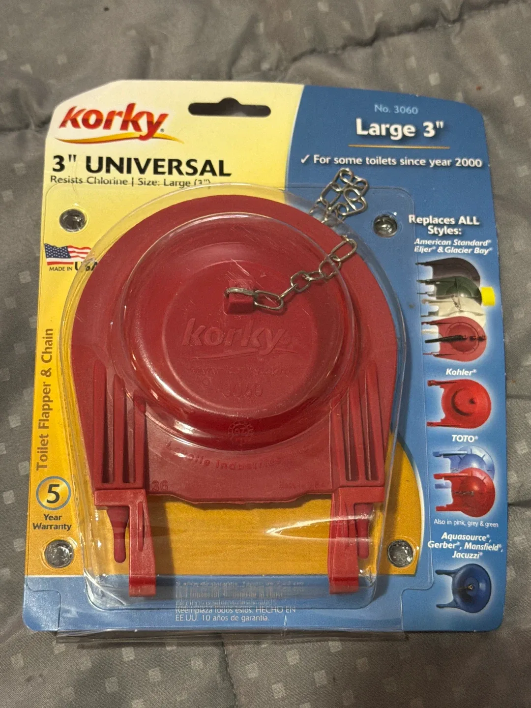 Korky Universal 3" Toilet Flapper and Chain - Large, Red