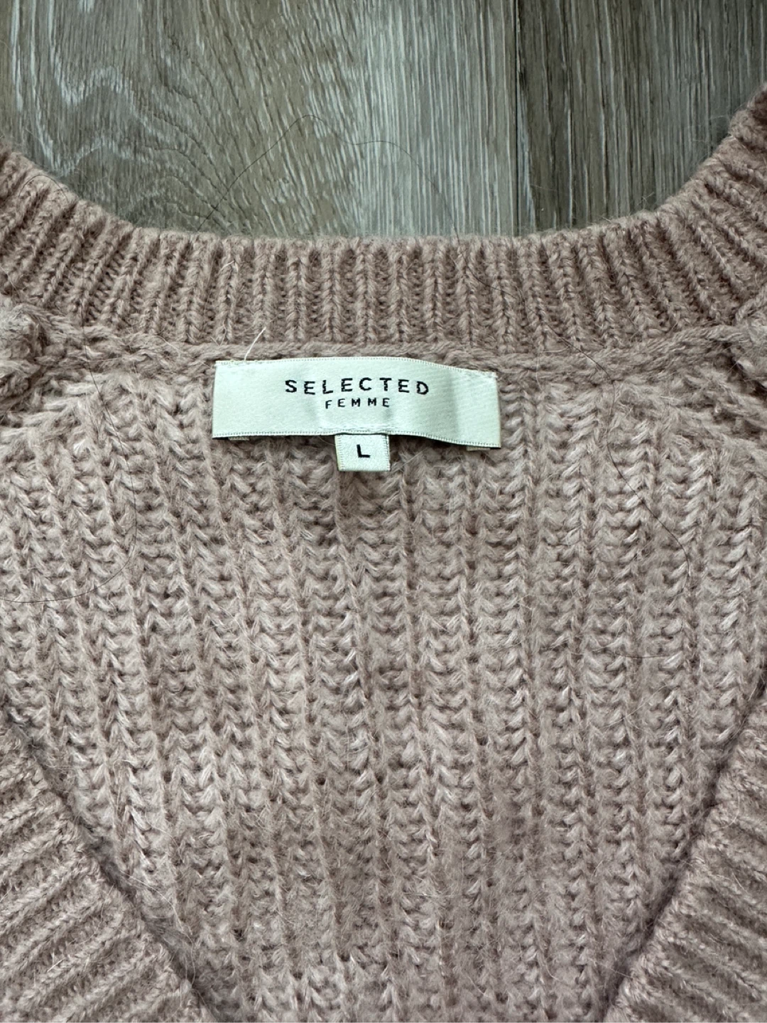 Selected Femme dusty Pink V-Neck Knit Sweater - Size L - photo 4