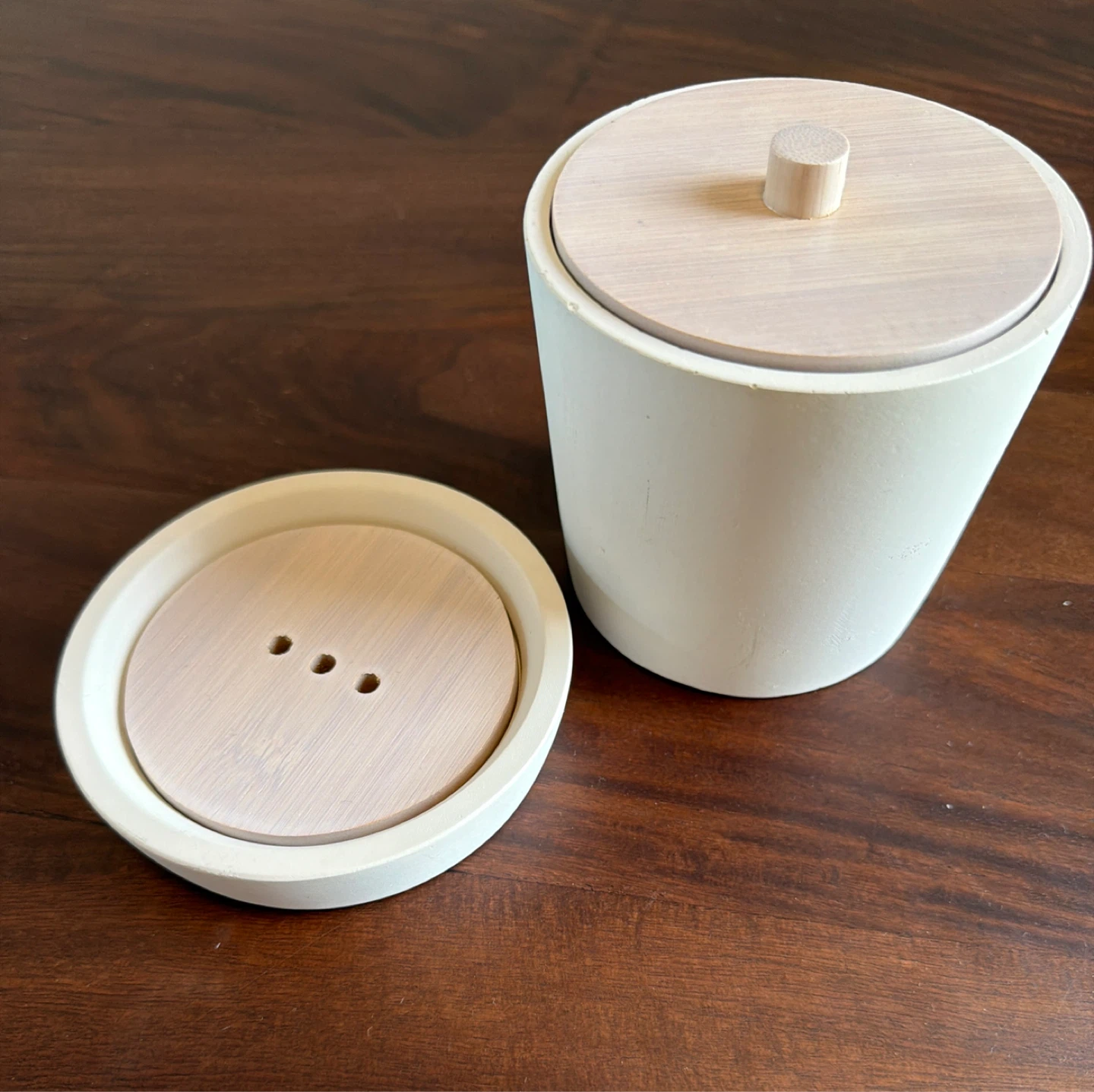 ANTHROPOLOGIE  Lightweight Concrete Soap Dish + Container (NEW)