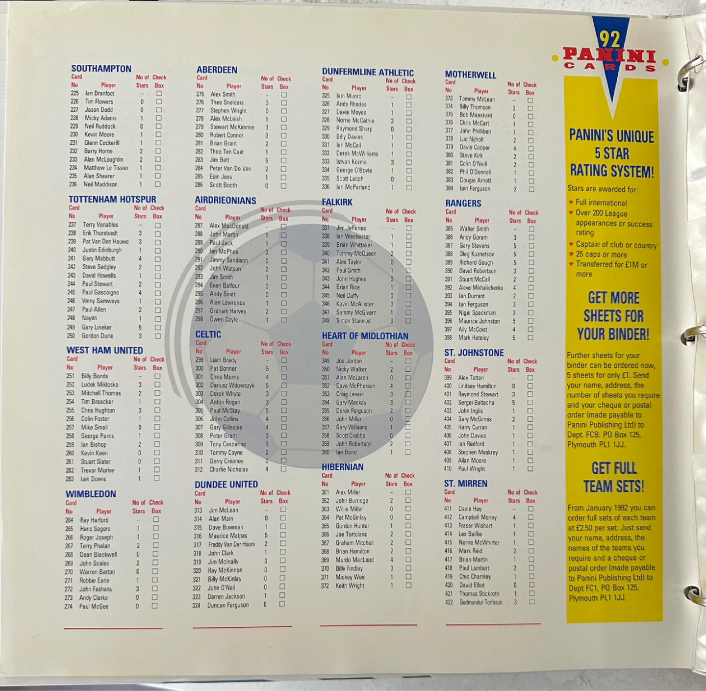 1992 PANINI UK FOOTBALL (SOCCER) COMPLETE SET & BINDER - photo 3