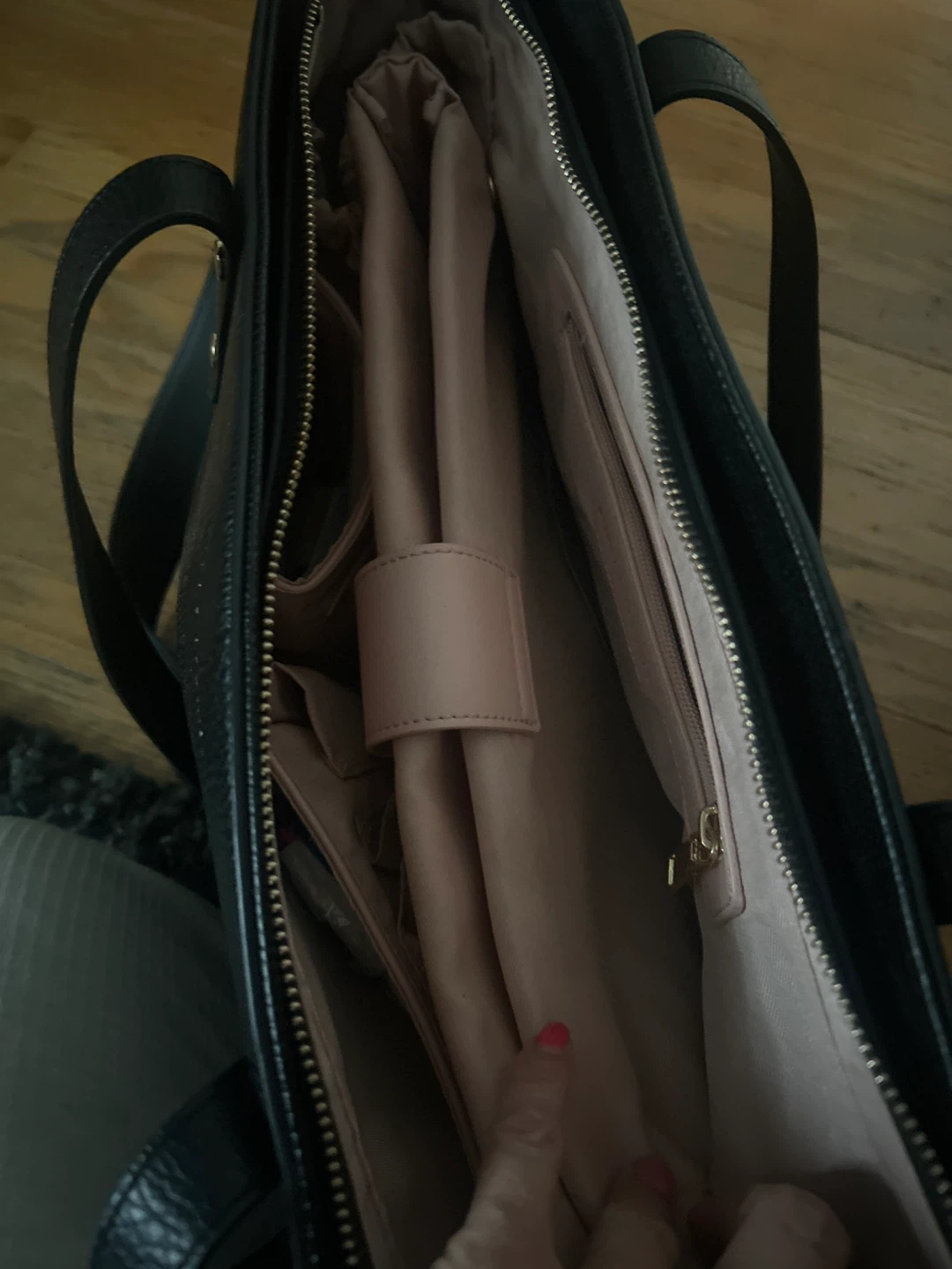 Poppy & Peonies Black faux  Leather Tote Bag - photo 2
