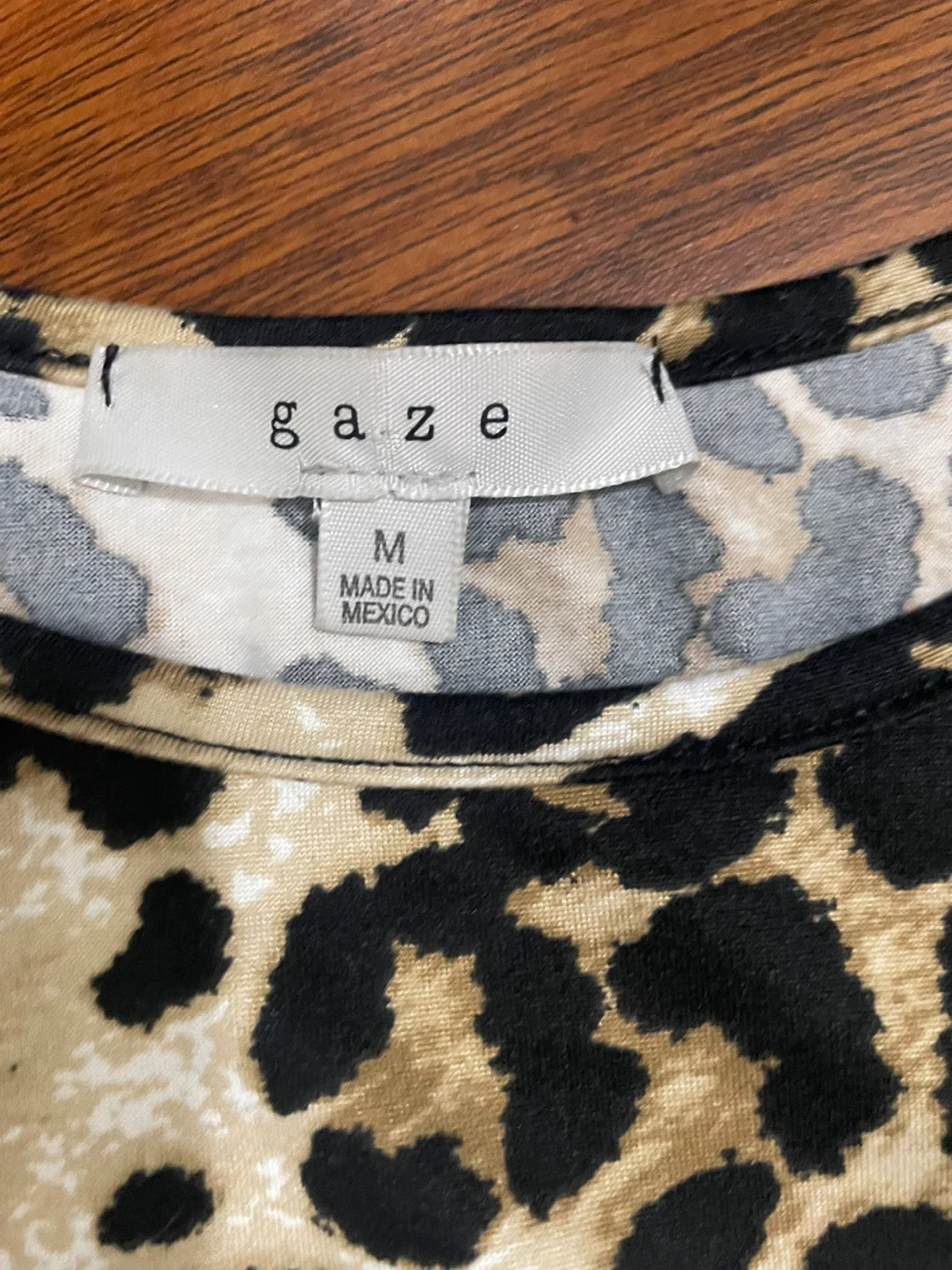 Gaze women’s medium long sleeve top, leopard print, black tan - photo 2