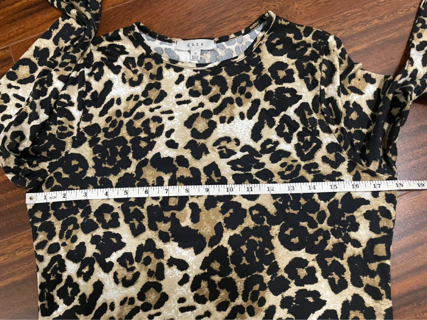 Gaze women’s medium long sleeve top, leopard print, black tan - photo 3
