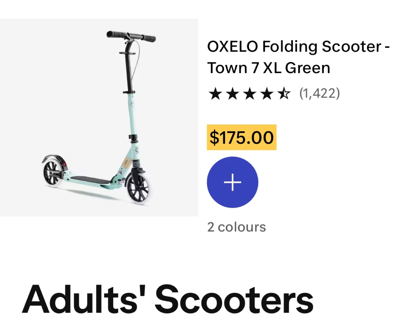 OXELO Adult Folding Scooter Town 7 XL Green