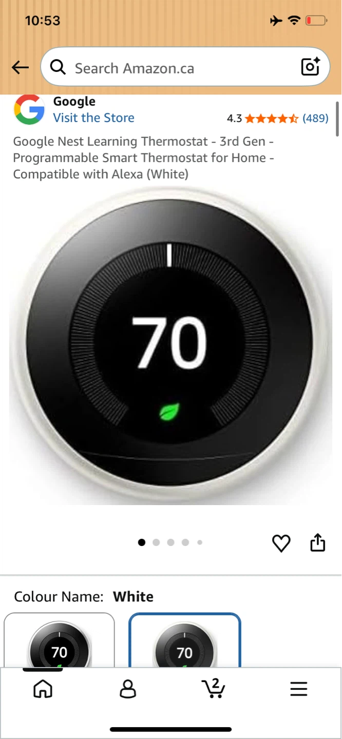 Google Nest Learning Thermostat - 3rd Gen - White