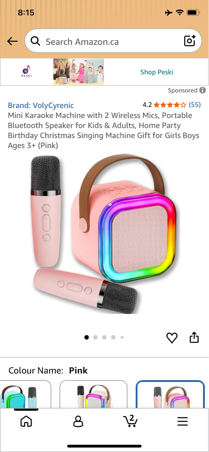 VolyCyrenic Mini Karaoke Machine with 2 Wireless Mics (Pink)