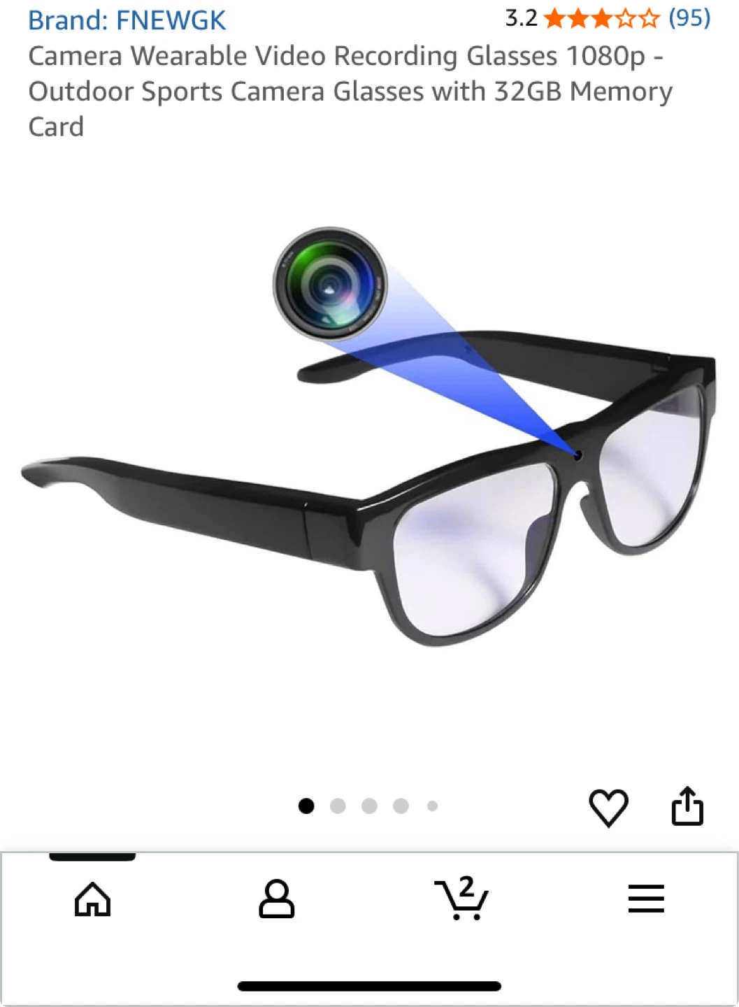 Camera Wearable Video Recording Glasses
