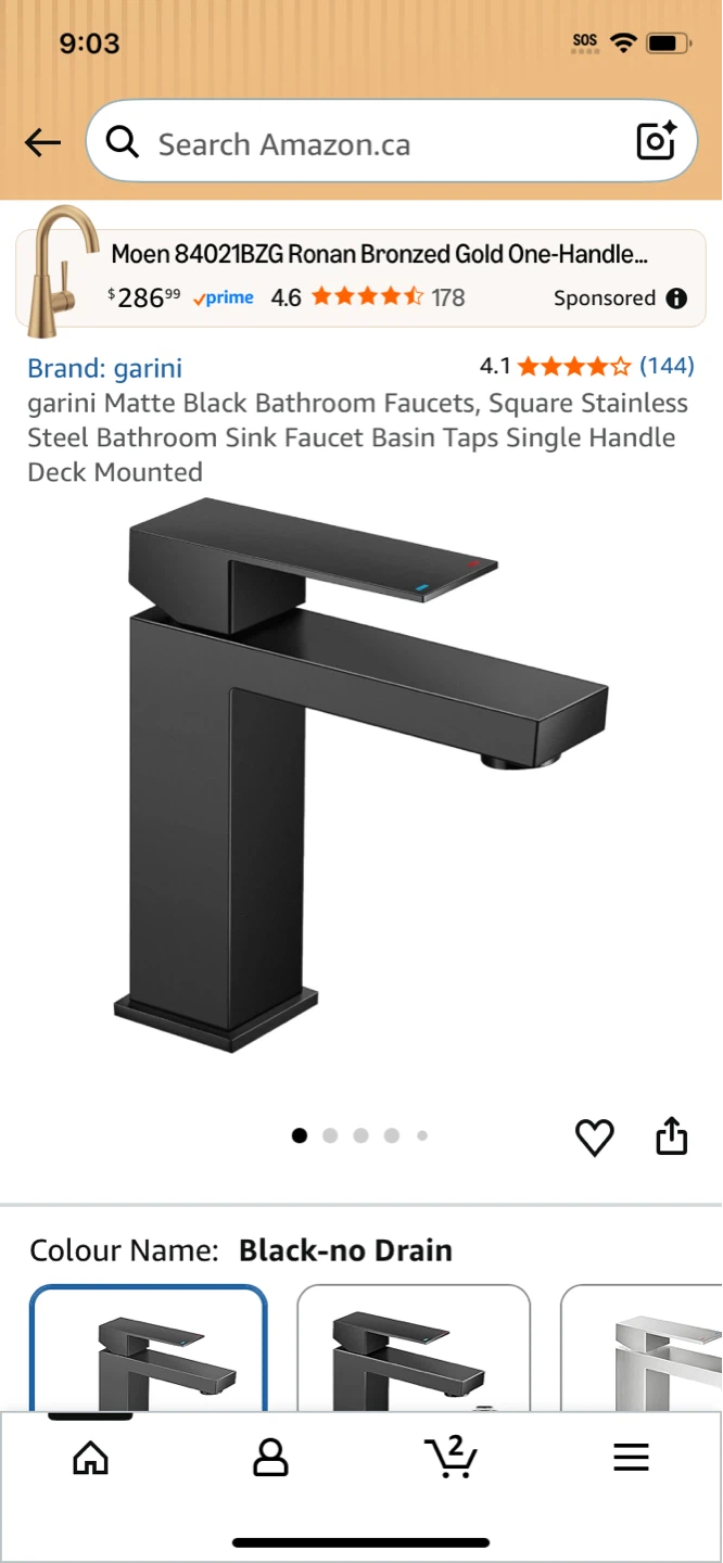 garini Matte Black Bathroom Faucet - Single Handle Deck Mounted