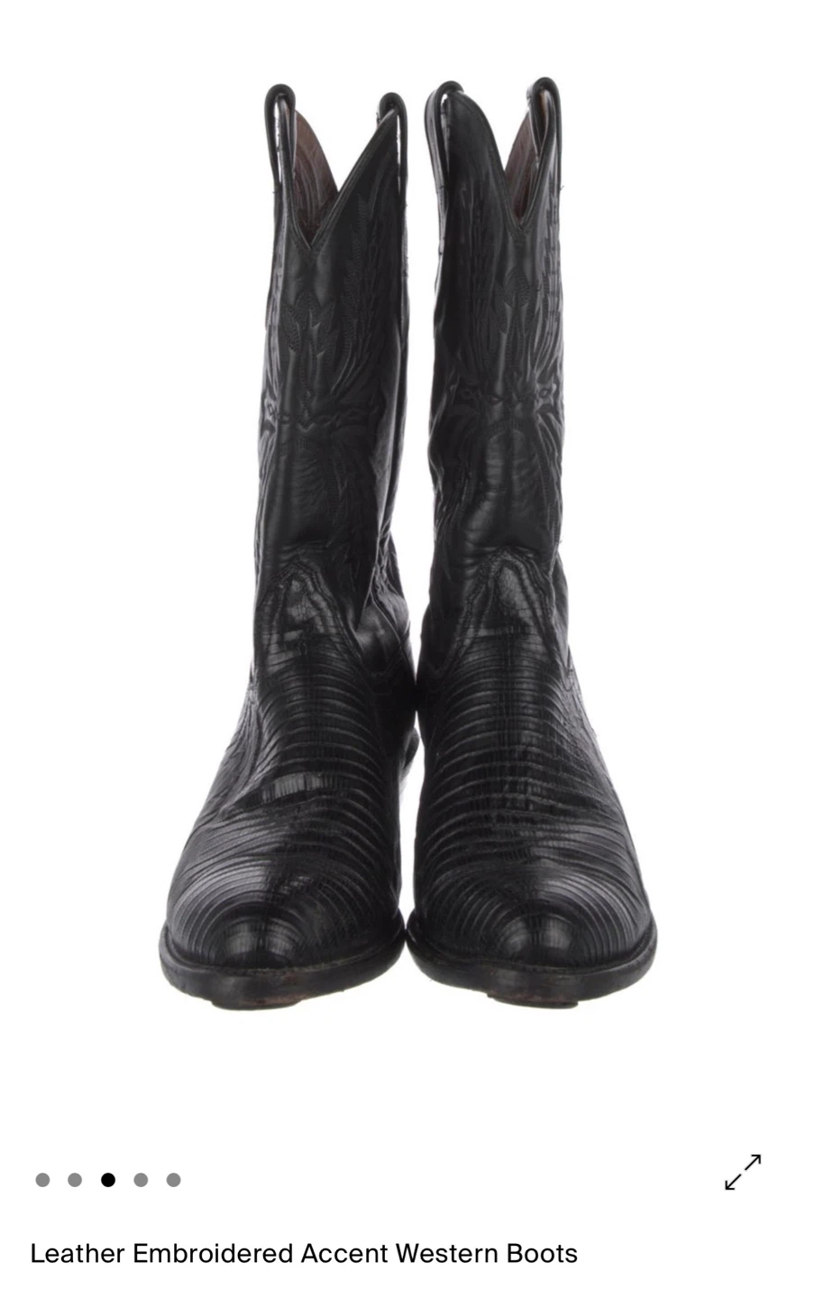 Black Leather Embroidered Accent Western Boots