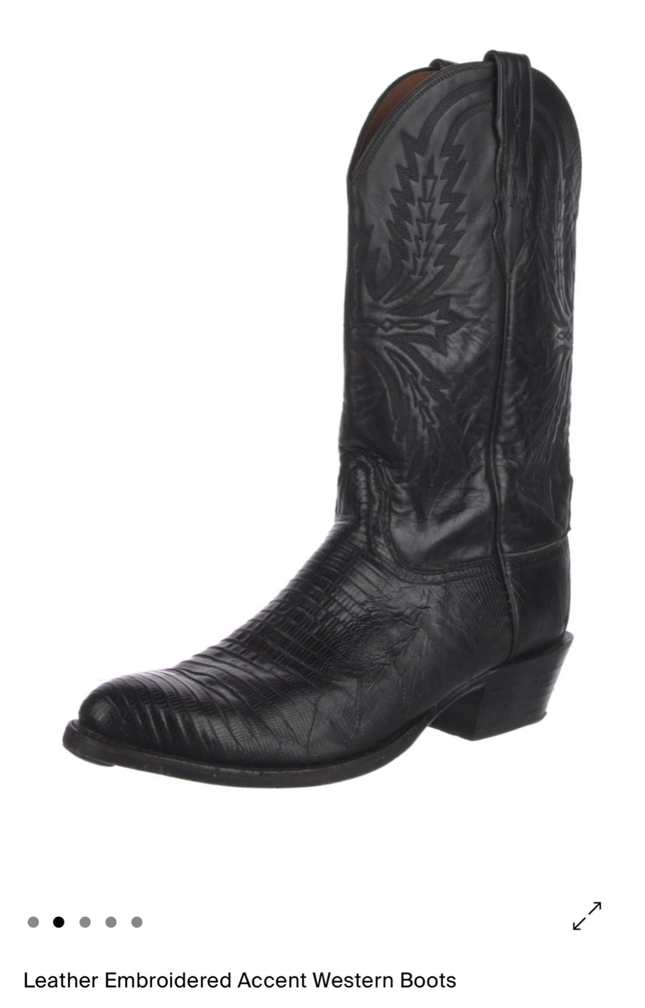 Black Leather Embroidered Accent Western Boots - photo 2