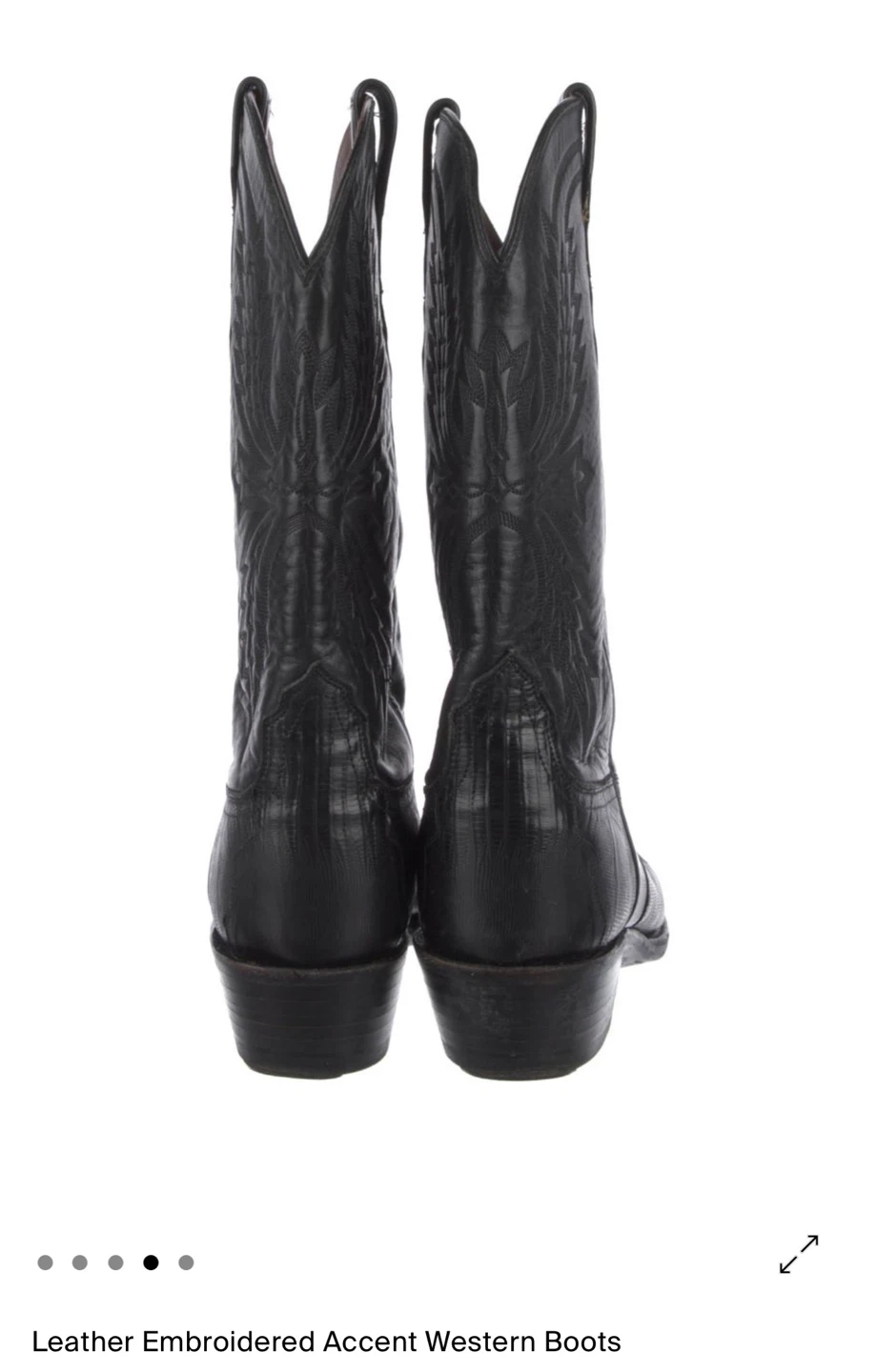 Black Leather Embroidered Accent Western Boots - photo 4