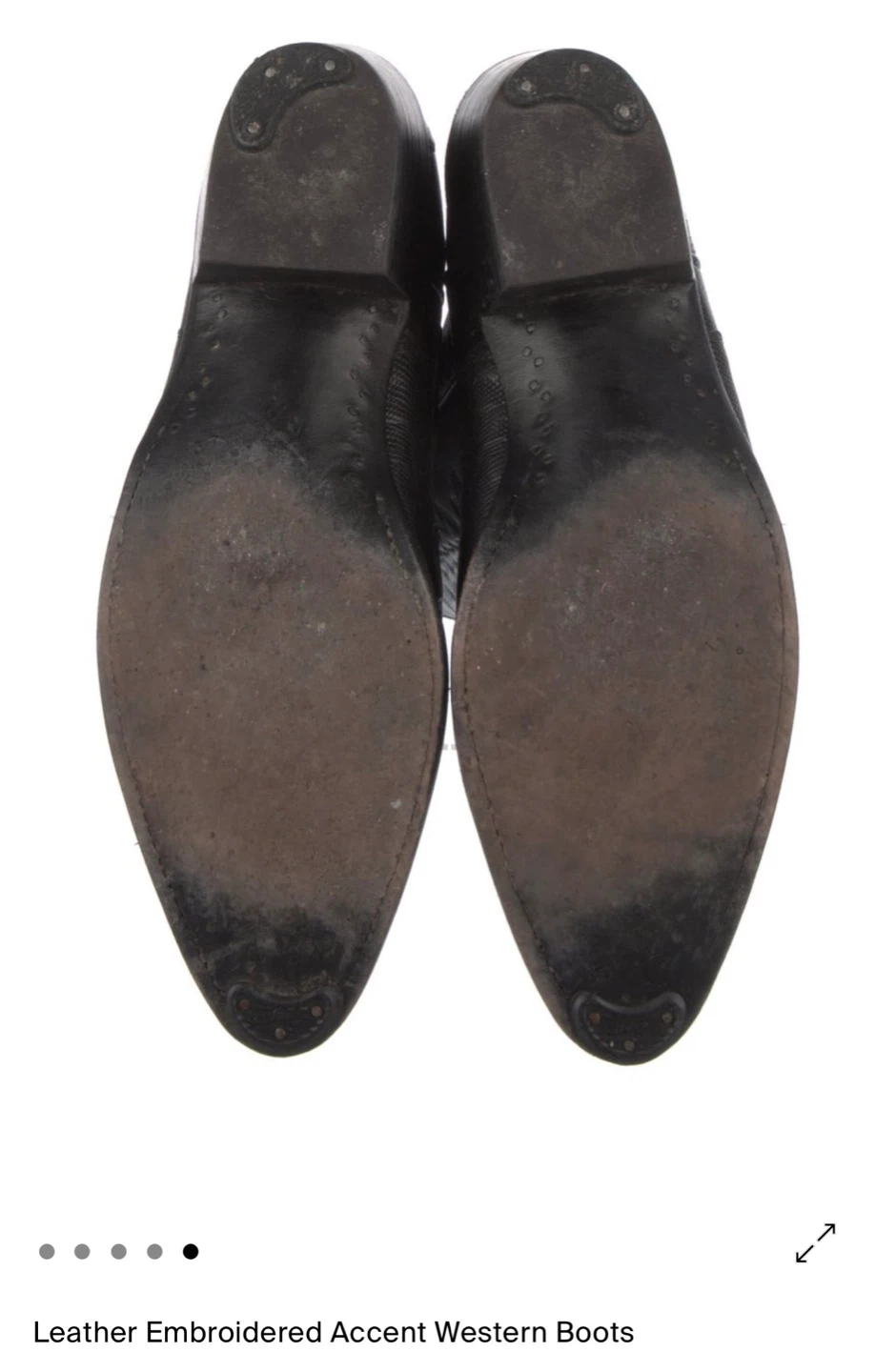 Black Leather Embroidered Accent Western Boots - photo 5