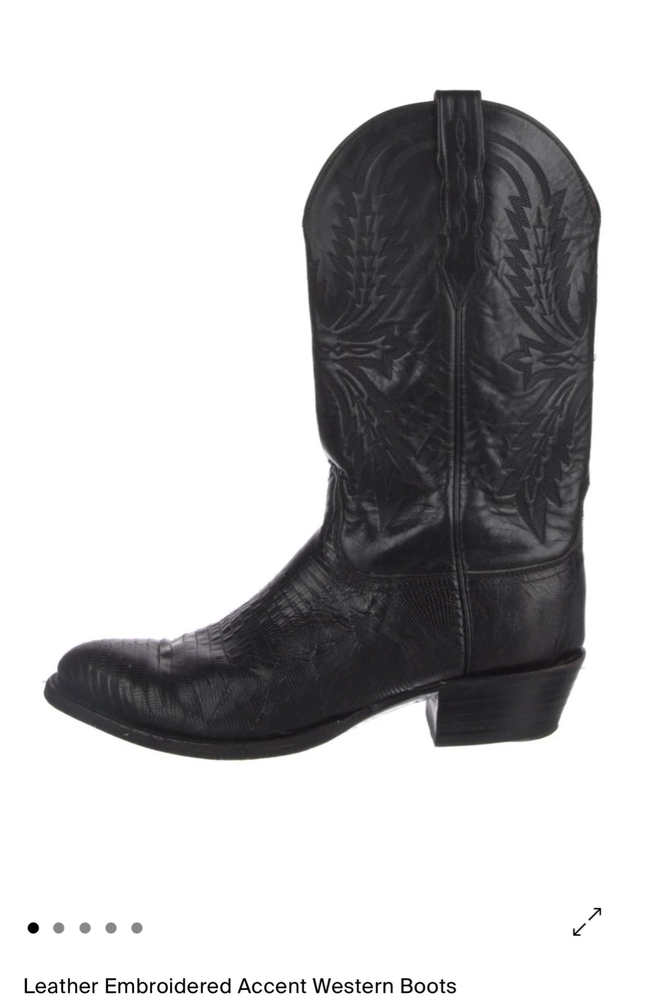 Black Leather Embroidered Accent Western Boots - photo 3