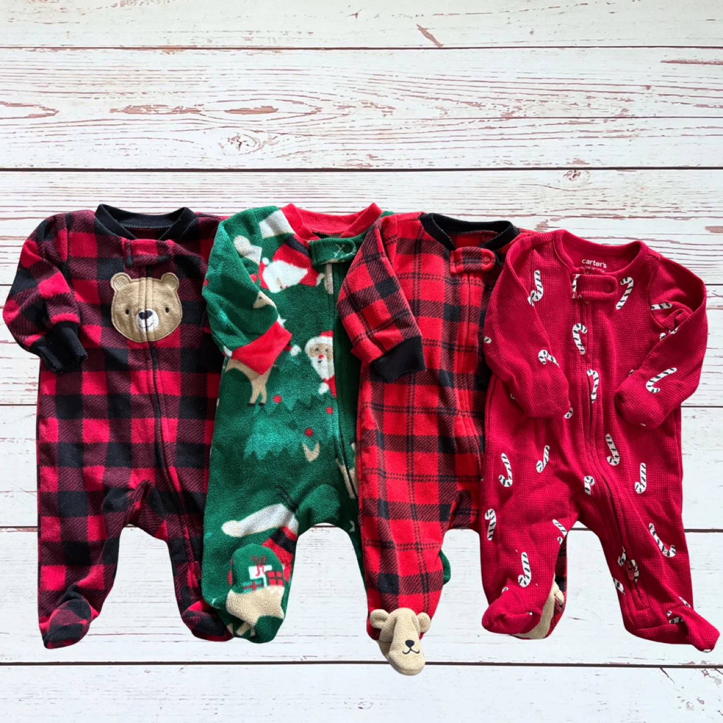 Newborn Baby Christmas Footie Pajamas 4 pc. Bundle - photo 2