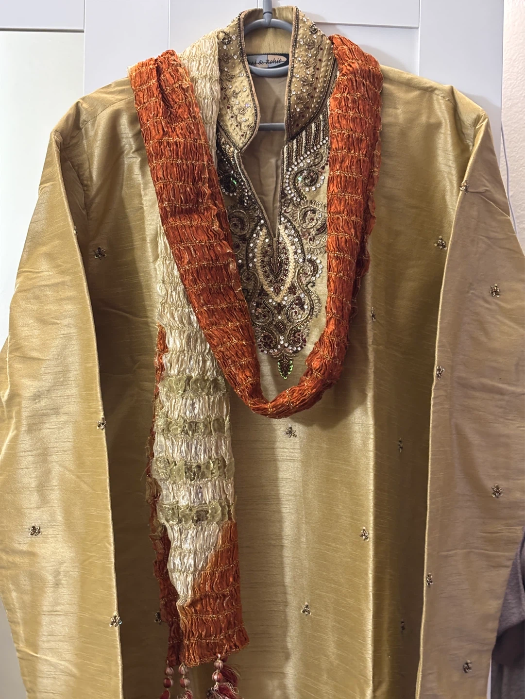 Men's Embellished Kurta with Scarf and pant - photo 4