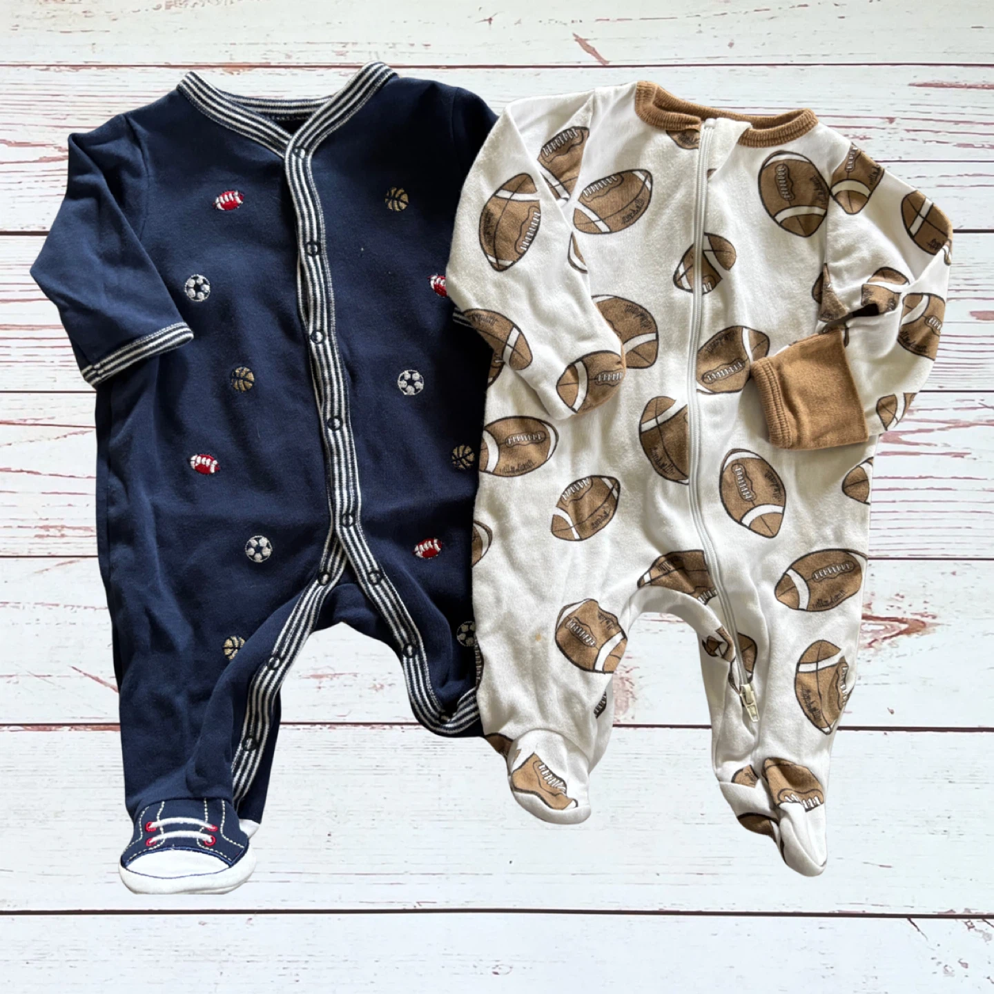 Newborn Baby Sports Themes Footie Pajamas 2 pc. Bundle - photo 2
