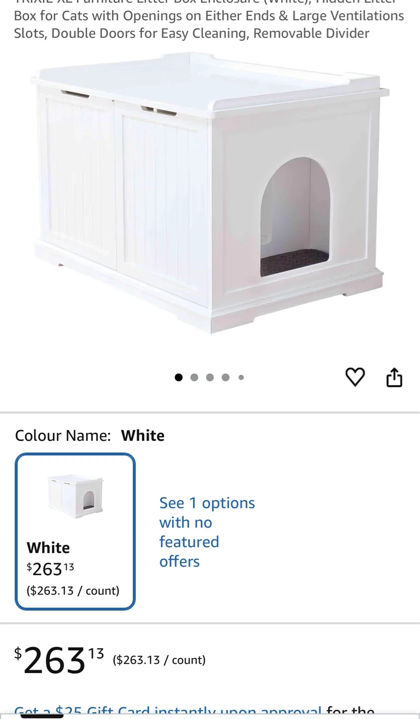 TRIXIE XL Furniture Litter Box Enclosure - White
