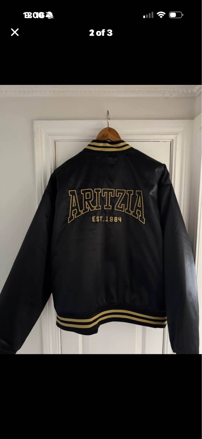 Aritzia Black & Gold Varsity Bomber Jacket - photo 3