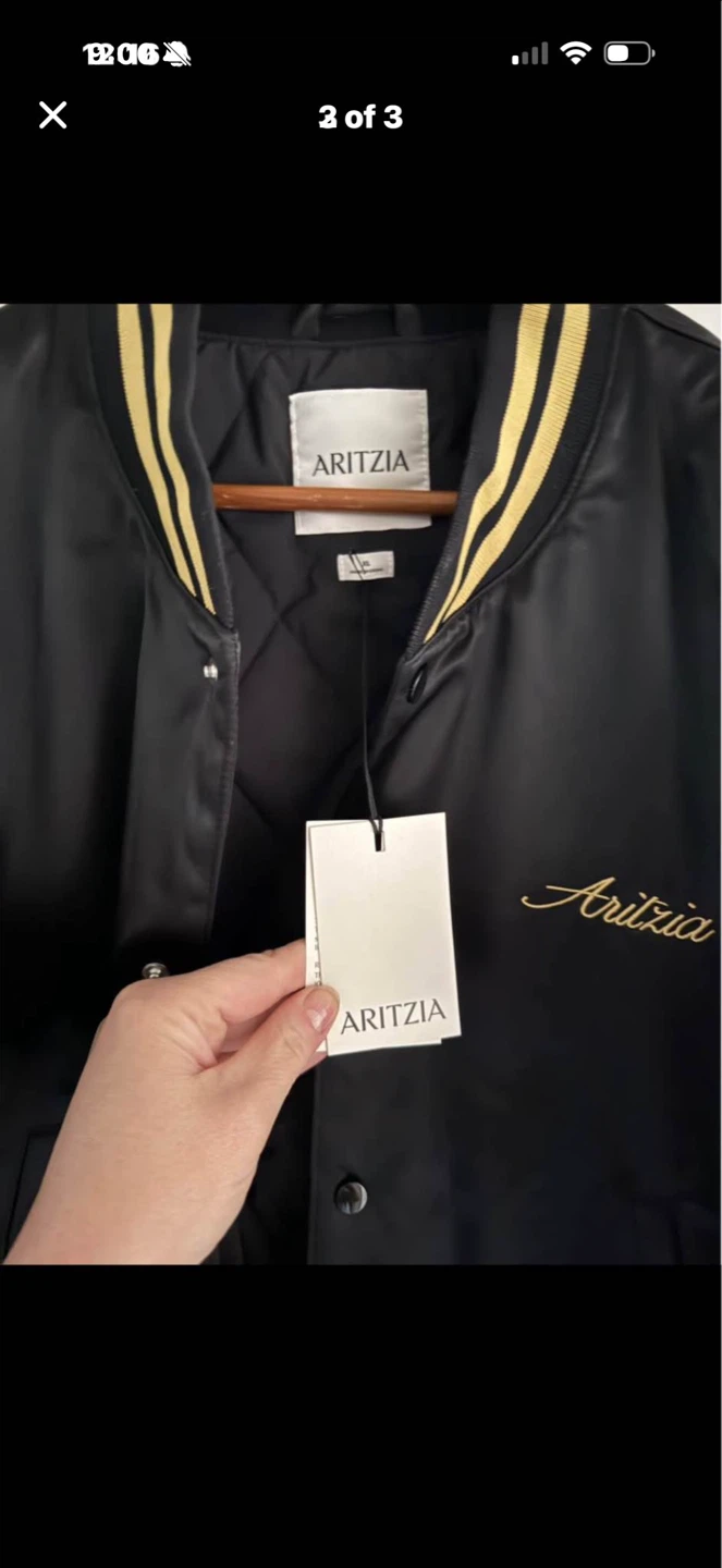 Aritzia Black & Gold Varsity Bomber Jacket - photo 2