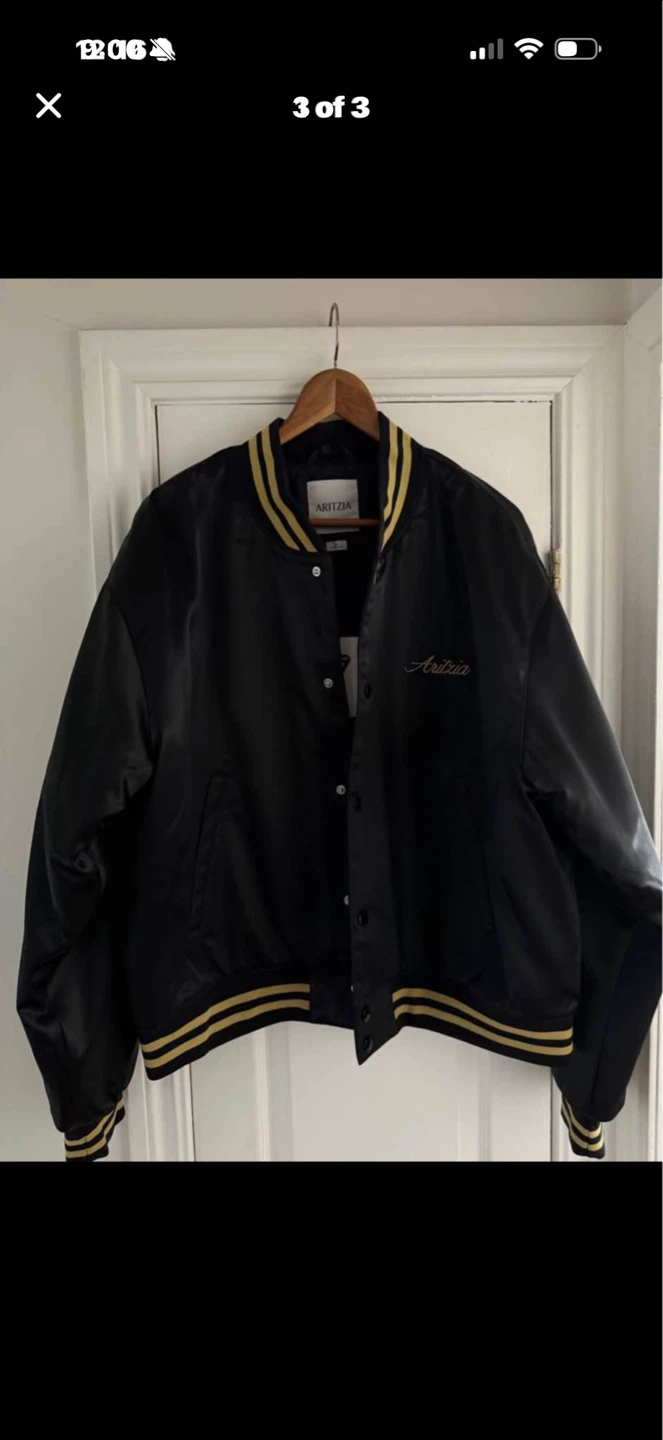 Aritzia Black & Gold Varsity Bomber Jacket