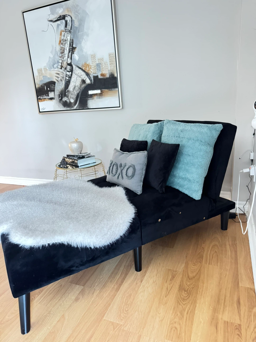 Black Velvet Tufted Chaise Lounge