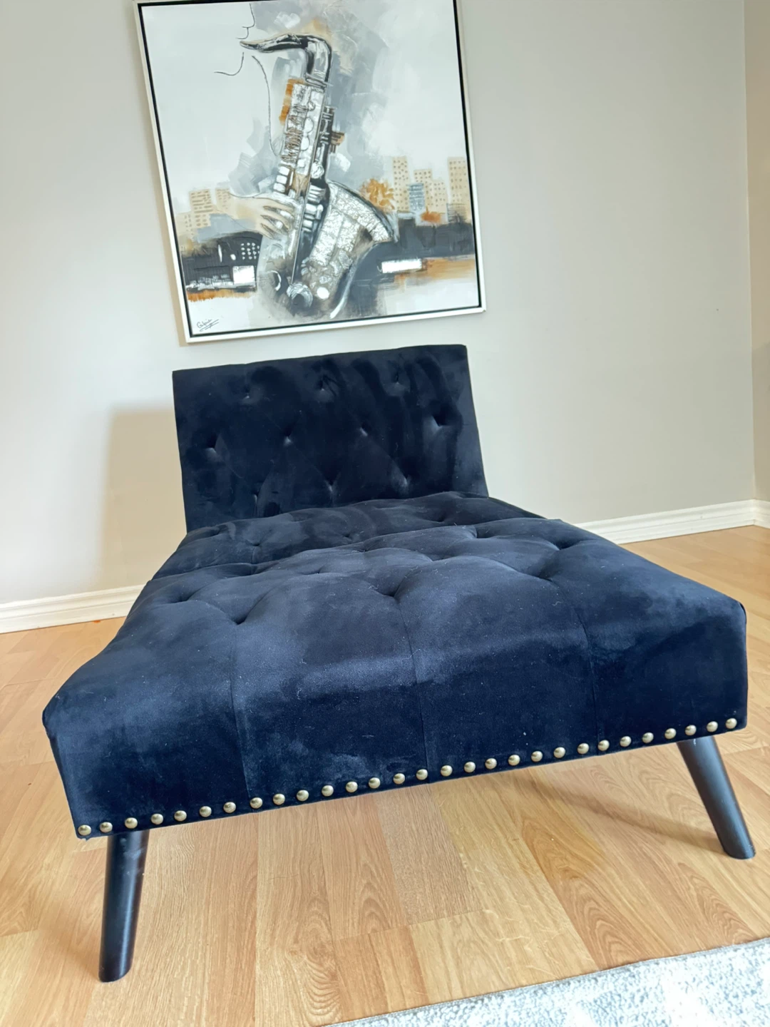 Black Velvet Tufted Chaise Lounge - photo 3